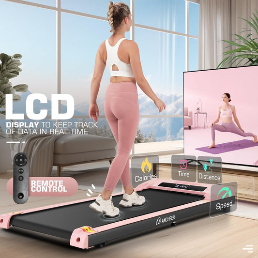 Walking Pad 2.5HP under Desk Treadmill 300Lbs Weight Capacity with Remote Control, Compact Electric Treadmill for Home/Gym/Office with LED Screen, Ultra-Quiet/Installation-Free