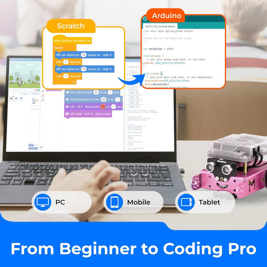 Mbot Robot Kit, STEM Projects for Kids Ages 8-12 Learn to Code with Scratch Arduino, Robot Kit for Kids, STEM Toys for Kids,Computer Programming for Beginners Gift for Boys and Girls 8 Pink