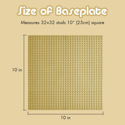 Classic Baseplates Building Base for Building Bricks 100% Compatible with Major Brands-Baseplate 10" X 10", Pack of 6 (Sand Color)