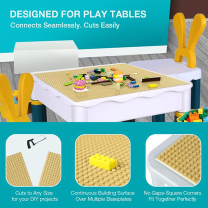Classic Baseplates Building Base for Building Bricks 100% Compatible with Major Brands-Baseplate 10" X 10", Pack of 6 (Sand Color)