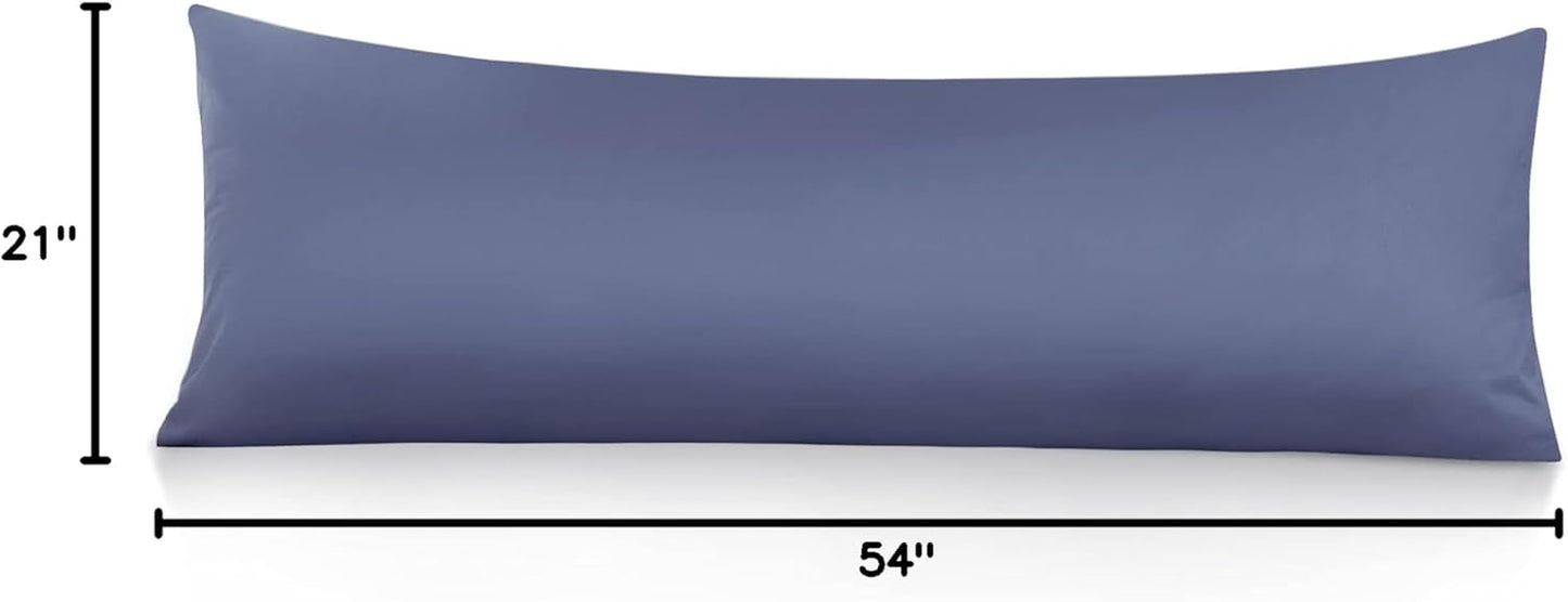 Body Pillow Cover, 100% Cotton, 800 Thread Count Pillowcase, Soft Breathable Long Pillow Case for Adults Pregnant Women, Envelope Closure (Steel Blue,21"X 54")