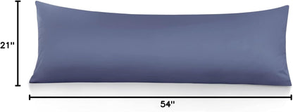 Body Pillow Cover, 100% Cotton, 800 Thread Count Pillowcase, Soft Breathable Long Pillow Case for Adults Pregnant Women, Envelope Closure (Steel Blue,21"X 54")