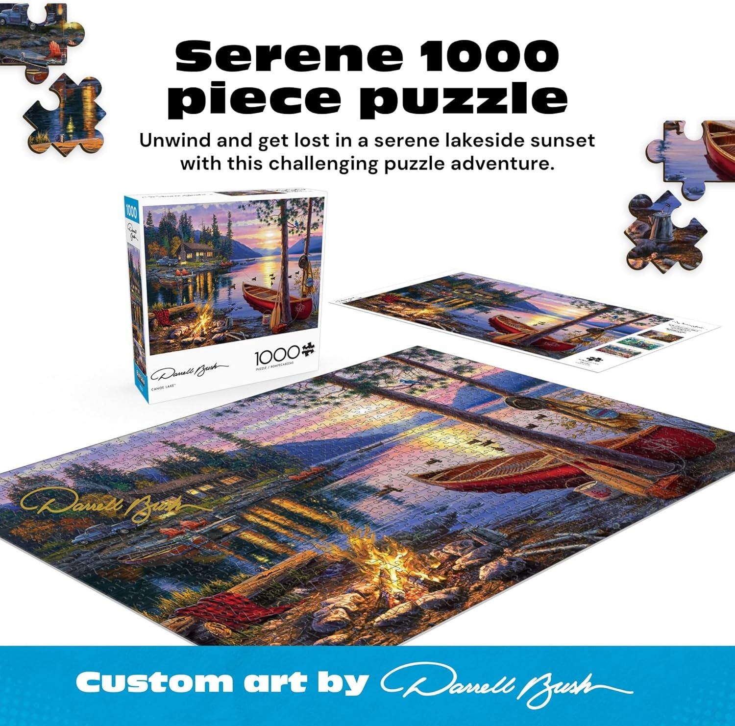 - Darrell Bush - Canoe Lake - 1000 Piece Jigsaw Puzzle