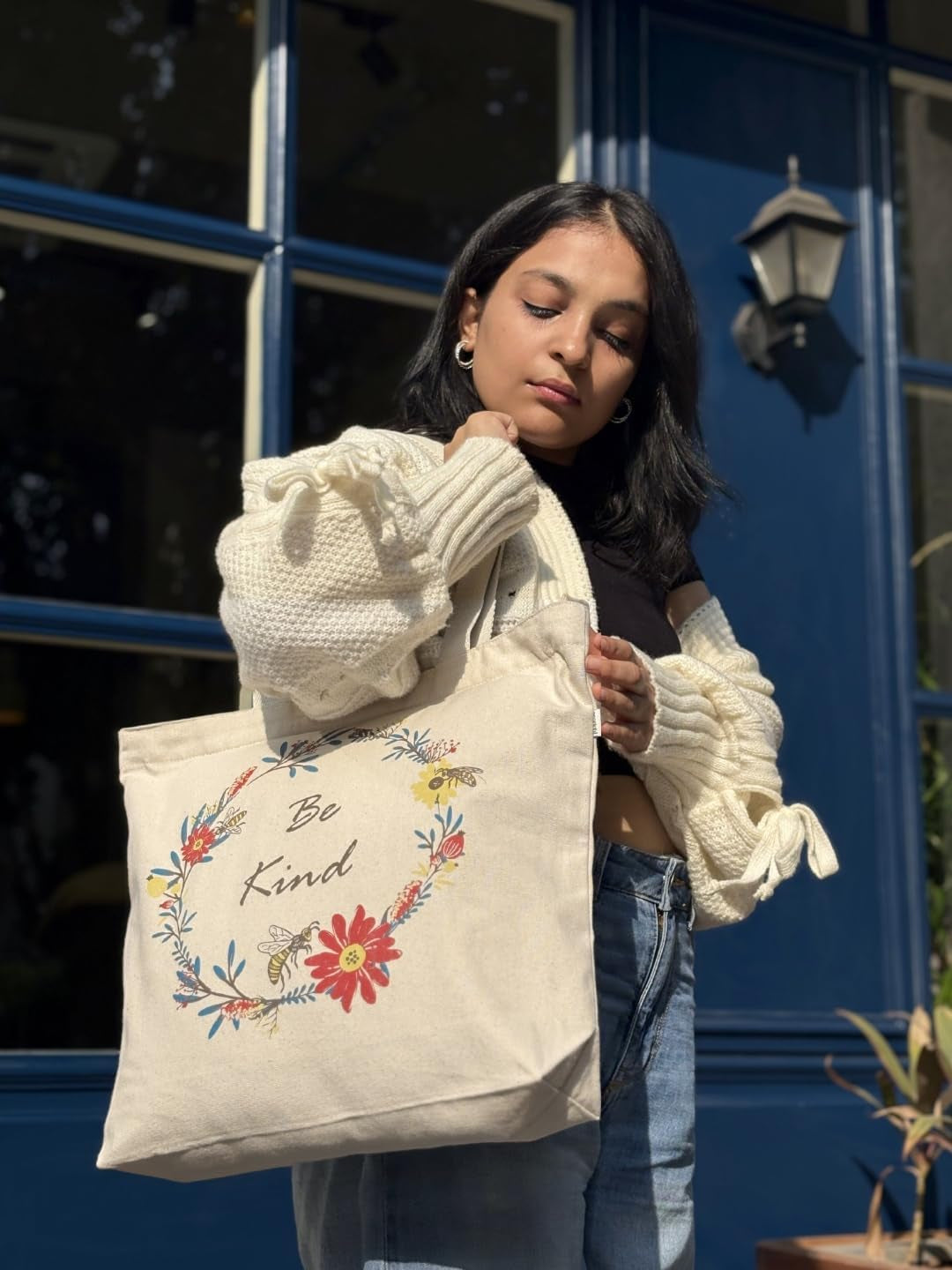 Canvas Tote Bag with Zipper, Eco-Friendly Large Travel Tote Bags for Women for Shopping, Work & Beach