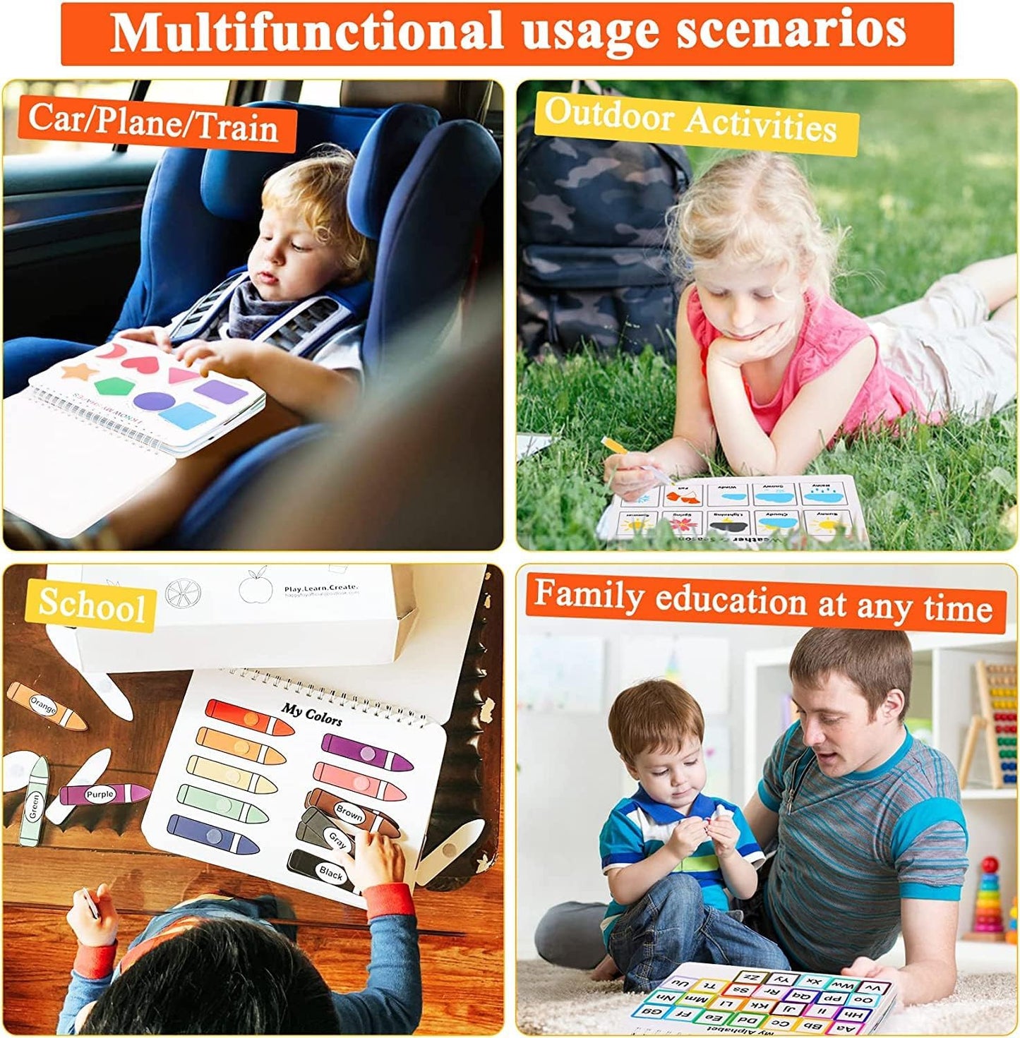 Busy Book for Kids, Montessori Preschool Learning Activities,30 Themes Book with 8 Marker, Workbook Activity Binder/Toys for Toddlers 1-3, Autism Learning Materials and Tracing Coloring Book