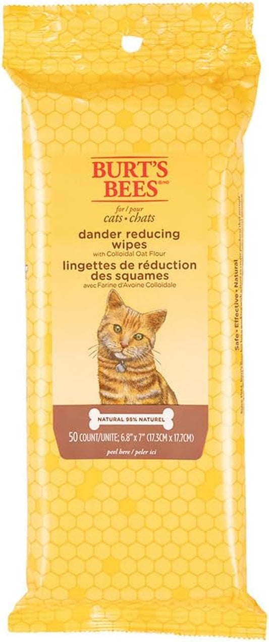 Cat Dander Remover Wipes, Colloidal Oat Flour and Aloe to Soothe Dry Skin and Reduce Flaking, Unscented Grooming Cloths for Cats and Kittens, 50 Count