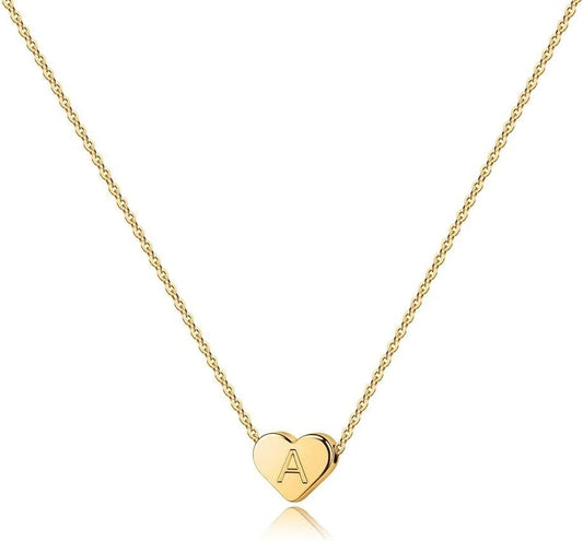 Easter Basket Stuffers for Kids Teen Girls - Dainty 14K Gold Plated Heart Initial A-Z Pendant Letter Heart Necklace Birthday Easter Gifts for Girls Teens Women