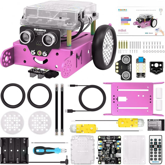 Mbot Robot Kit, STEM Projects for Kids Ages 8-12 Learn to Code with Scratch Arduino, Robot Kit for Kids, STEM Toys for Kids,Computer Programming for Beginners Gift for Boys and Girls 8 Pink