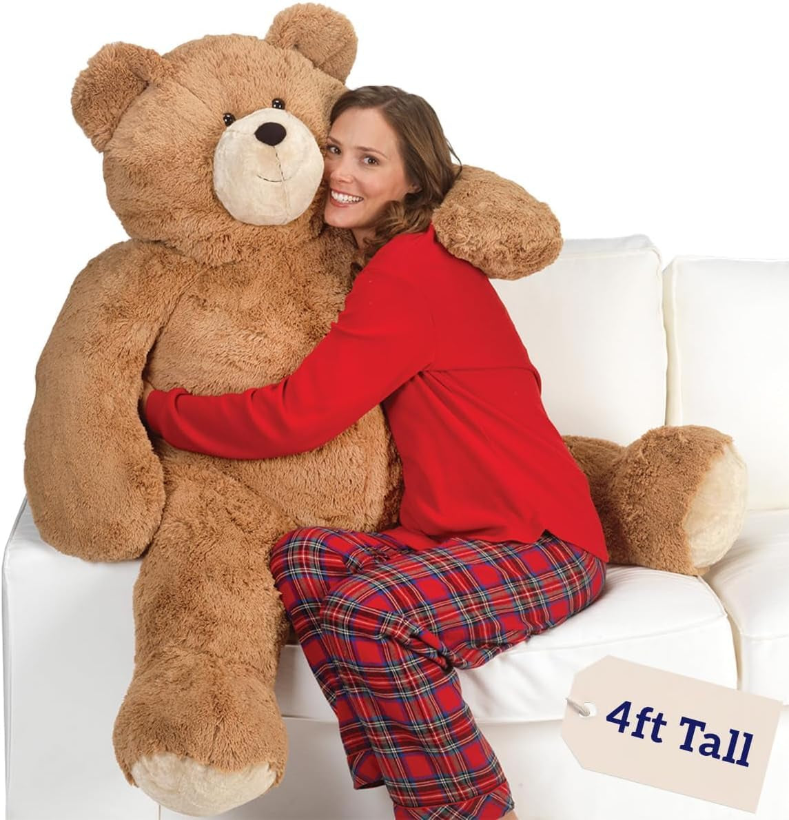 Giant Stuffed Animal 4 FT - Big Easter Teddy Bear for Kids & Adults | Stuffed in Vermont, USA - Eco Friendly Gift Saves 200 Plastic Bottles
