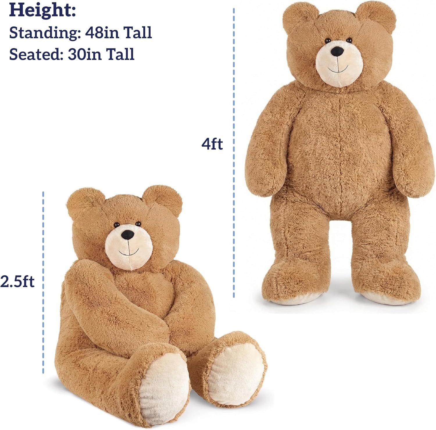 Giant Stuffed Animal 4 FT - Big Easter Teddy Bear for Kids & Adults | Stuffed in Vermont, USA - Eco Friendly Gift Saves 200 Plastic Bottles