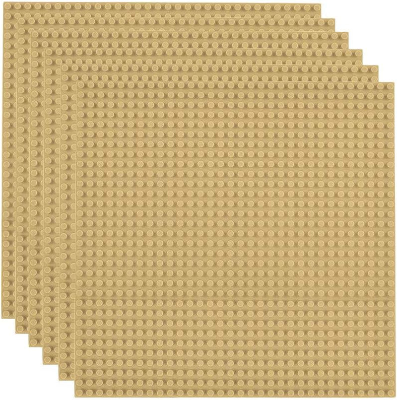 Classic Baseplates Building Base for Building Bricks 100% Compatible with Major Brands-Baseplate 10" X 10", Pack of 6 (Sand Color)