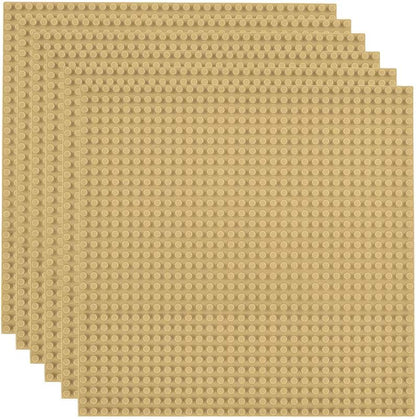 Classic Baseplates Building Base for Building Bricks 100% Compatible with Major Brands-Baseplate 10" X 10", Pack of 6 (Sand Color)